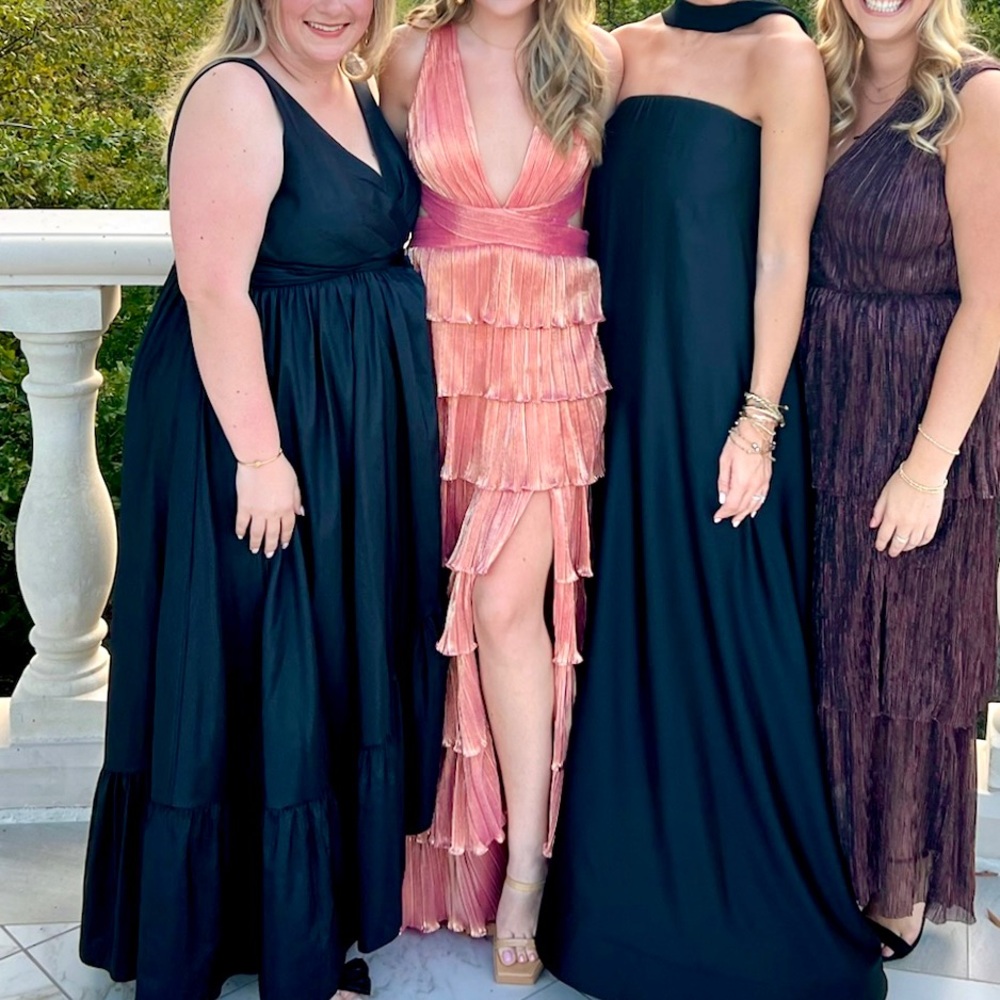 Ieena for Mac Duggal Pink and Gold formal Dress